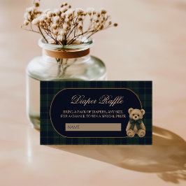 Preppy Polo Teddy Bear Baby Shower Diaper Raffle Tilläggskort