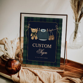 Preppy Polo Teddy Bear Baby Shower Editable Table  Poster