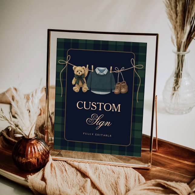 Preppy Polo Teddy Bear Baby Shower Editable Table  Poster (Skapare uppladdad)