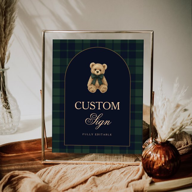 Preppy Polo Teddy Bear Baby Shower Editable Table  Poster (Skapare uppladdad)