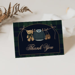 Preppy Polo Teddy Bear Baby Shower Thank You Card Tack Kort