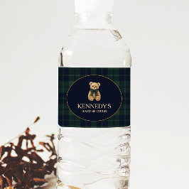 Preppy Polo Teddy Bear Baby Shower Vattenflaskor Etikett