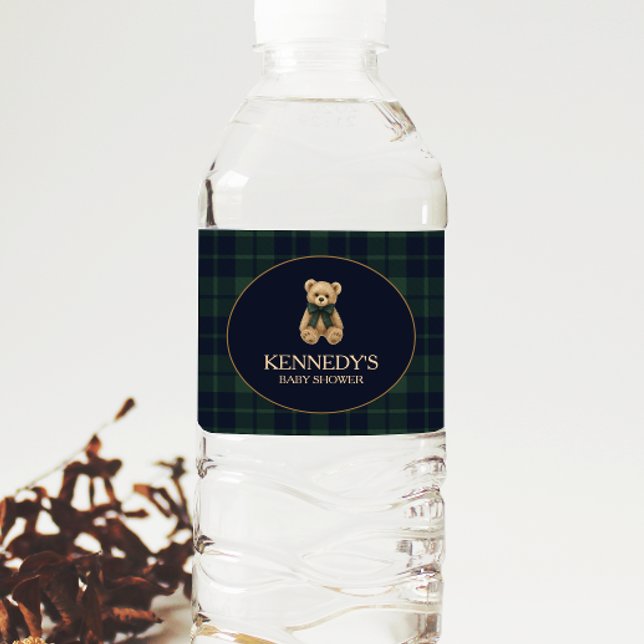 Preppy Polo Teddy Bear Baby Shower Vattenflaskor Etikett (Skapare uppladdad)