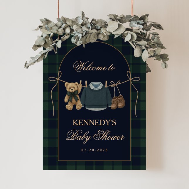Preppy Polo Teddy Bear Baby Shower Welcome Sign Poster (Skapare uppladdad)