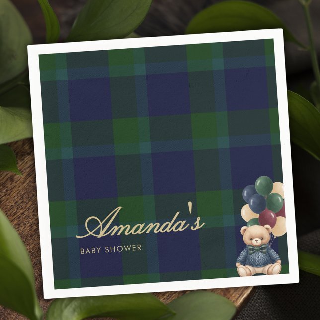 Preppy Polo Teddy Bear Classic Luxury Baby Shower Pappersservett (Skapare uppladdad)