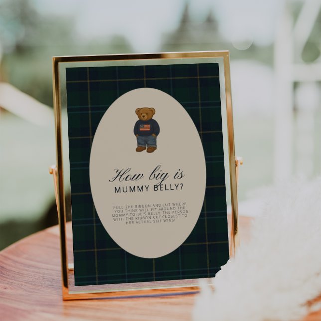 Preppy Polo Teddy Bear How Big Is Mummy Belly Sign (Skapare uppladdad)