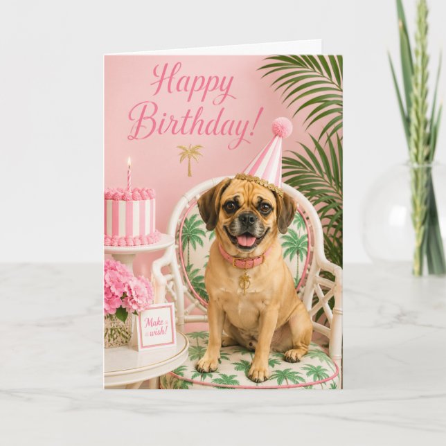 Preppy Puggle Födelsedagskort Kort (Framsida)