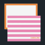 Preppy-ränder Rosa & Orange Söt Tjejig Anteckningskort<br><div class="desc">Denna snygga design har plats för ett namn på framsidan och gott om tom yta för en anteckning på baksidan. Klicka på knappen för anpassning om du vill flytta/skala bilderna och ytterligare ändra texten! Variationer av denna design, fler färger och kompletterande produkter finns i vår butik, zazzle.com/store/doodlelulu. Kontakta oss om...</div>