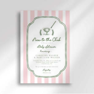 Preppy-randig Ny i Klubben Golf Baby Shower Inbjudningar