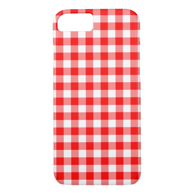Preppy Red and White Gingham Checked Case-Mate iPhone Skal (Baksida)