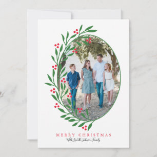 Preppy Red Oval-Helgdag för julfransens andedräkt Julkort