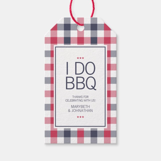 Preppy Red White & Blue Play BBQ-Tack Presentetikett (Framsidan)