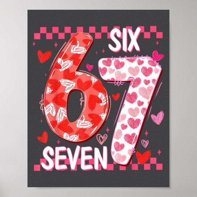 Preppy Retro Coquette Bow 6 7 Six Seven Love Valen Poster (Framsidan)
