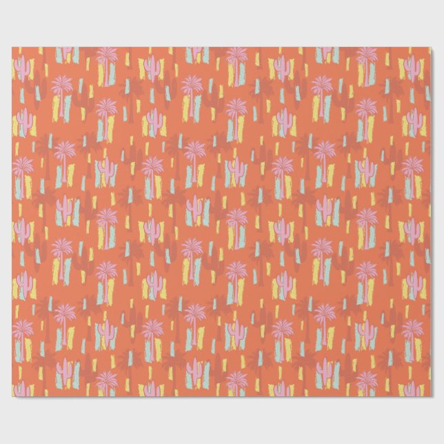 Preppy Retro Desert Road med Handflatan Träd & Cac Presentpapper (Platt)