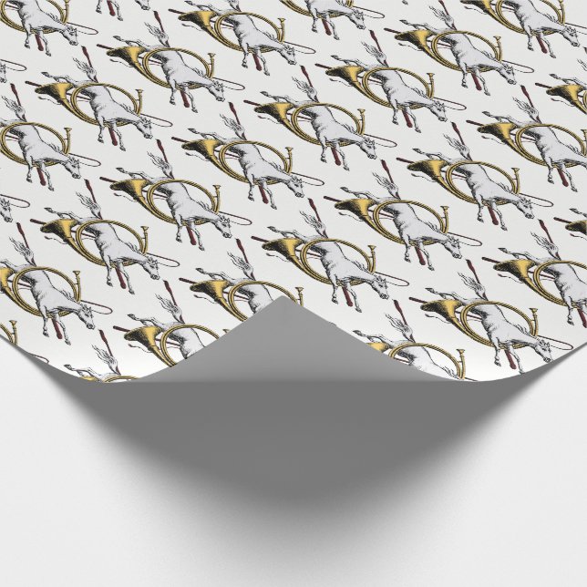 Preppy Ridsport Häst Hoppande Genom Horn Färg Presentpapper (Hörn)