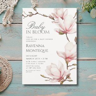 Preppy Röda Blommor Magnolia Bebis i Knopp Baby Sh Inbjudningar