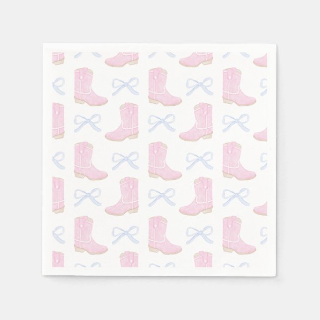 Preppy Rodeo First Birthday Cowgirl Boots Pappersservett (Framsidan)