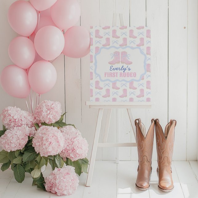 Preppy Rodeo First Birthday Cowgirl Boots Poster (Skapare uppladdad)