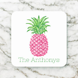 Preppy Rosa Ananas Personlig Underlägg Papper Kvadrat
