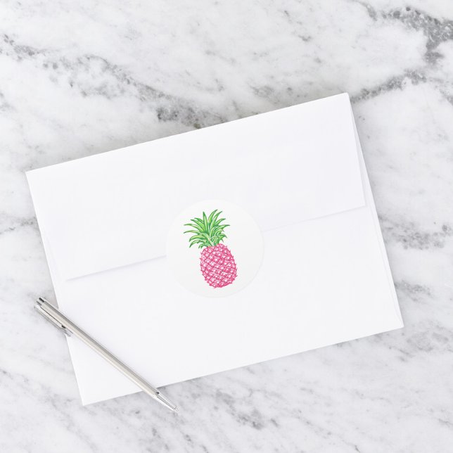 Preppy Rosa Ananas Runt Klistermärke (Skapare uppladdad)