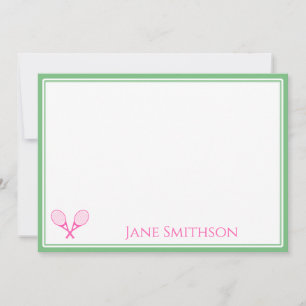 Preppy Rosa and Grönt Tennis Note Card Anteckningskort