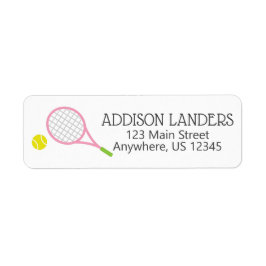 Preppy Rosa and Grönt Tennis Returetiketters Returadress Etikett