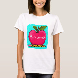Preppy rosa äppel lärare namn skjorta t shirt