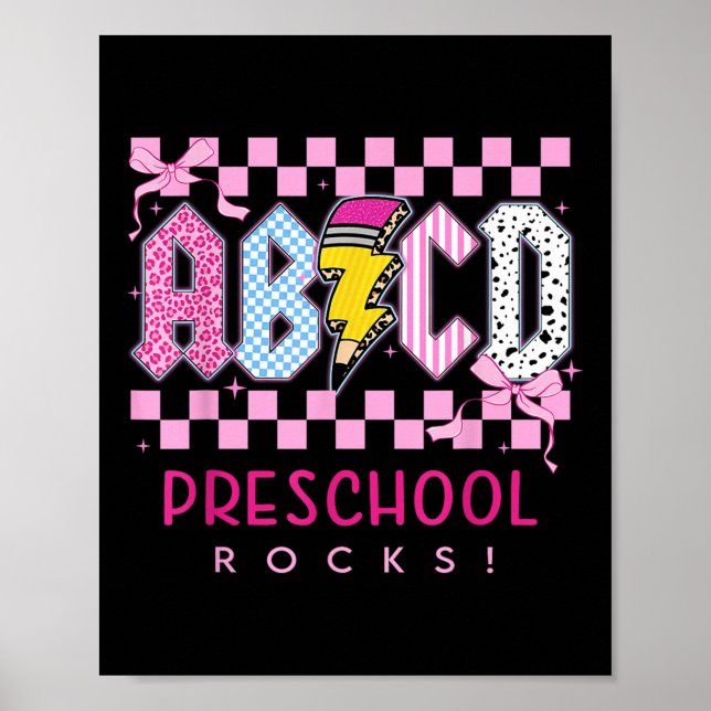 Preppy Rosa Båge Abcd Förskola Rocks Pennljus Poster (Framsidan)