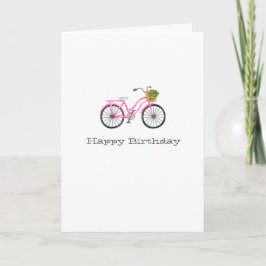 Preppy Rosa Bicycle Grattis på födelsedagen NAMN F Kort