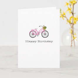 Preppy Rosa Bicycle Grattis på födelsedagen NAMN F Kort