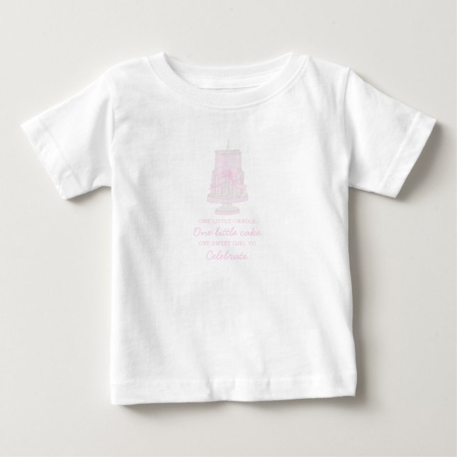 Preppy Rosa Birthday Cake Första födelsedagen redi T Shirt (Framsida)