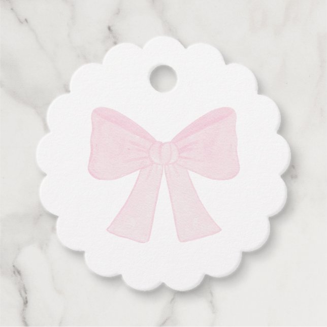Preppy Rosa Bow GrandMillennium First Birthday Gåvor Etiketter (Framsida)