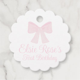 Preppy Rosa Bow GrandMillennium First Birthday Gåvor Etiketter