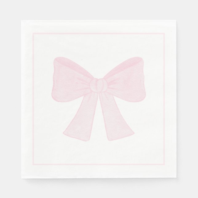 Preppy Rosa Bow GrandMillennium First Birthday Pappersservett (Framsidan)