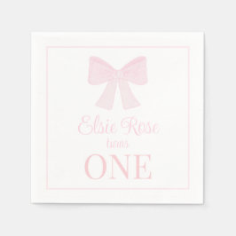 Preppy Rosa Bow GrandMillennium First Birthday Pappersservett