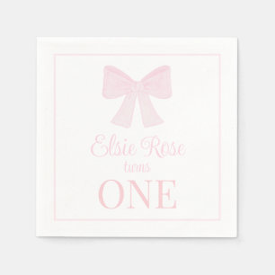 Preppy Rosa Bow GrandMillennium First Birthday Pappersservett