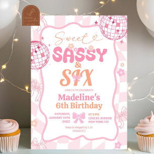 Preppy Rosa Bow Sweet Sassy Sex Birthday Girl Inbjudningar