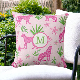 Preppy Rosa Cheetah Monogram Kudde