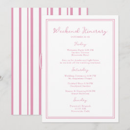 Preppy Rosa Chic Bröllopshelg Itinerary Card Inbjudningar