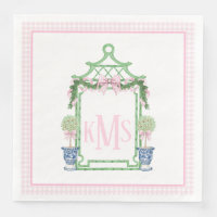 Preppy Rosa Chinoiserie Pagoda Monogram