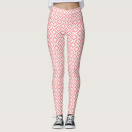 Preppy Rosa Diamantmönster Leggings