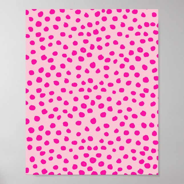 Preppy Rosa Dots Modern Animal Print Spots Poster (Framsidan)