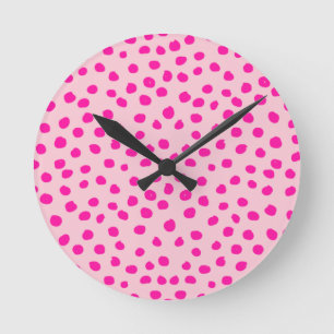 Preppy Rosa Dots Modern Animal Print Spots Rund Klocka