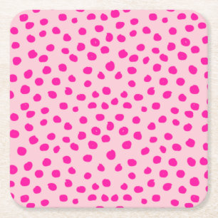 Preppy Rosa Dots Modern Animal Print Spots Underlägg Papper Kvadrat