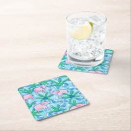 Preppy Rosa Elefant Underlägg Papper Kvadrat