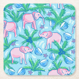 Preppy Rosa Elefant Underlägg Papper Kvadrat