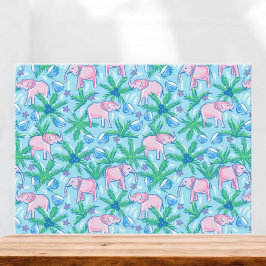 Preppy Rosa Elephant Tropical Coconuts Handflatan  Anteckningskort