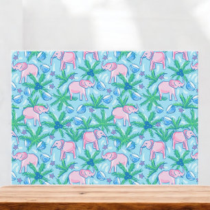 Preppy Rosa Elephant Tropical Coconuts Handflatan Anteckningskort