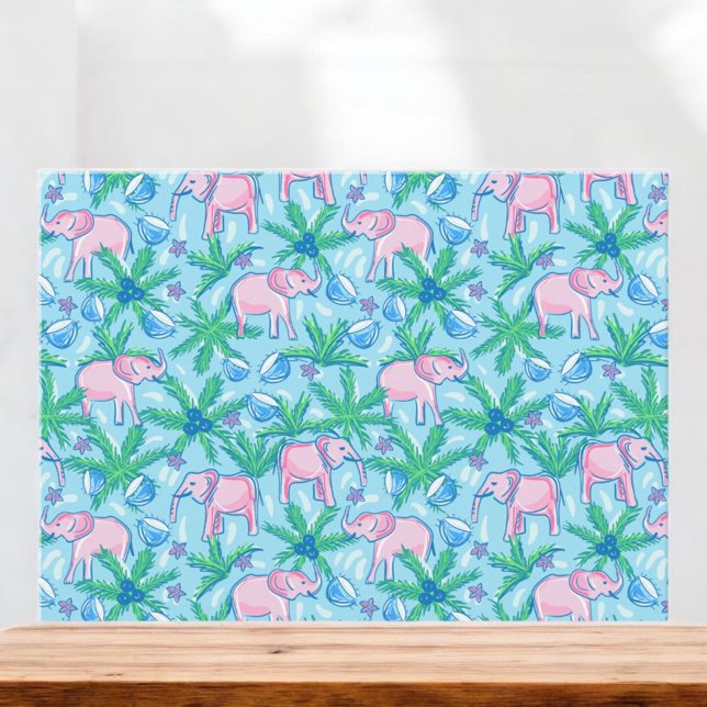 Preppy Rosa Elephant Tropical Coconuts Handflatan  Anteckningskort (Skapare uppladdad)