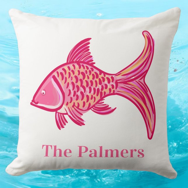 Preppy Rosa Fish Kudde (Skapare uppladdad)